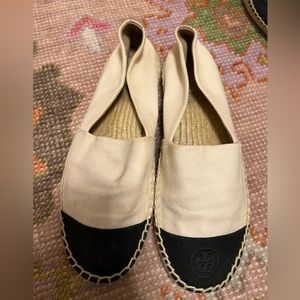 Neutral and Black Tory Burch Espadrilles